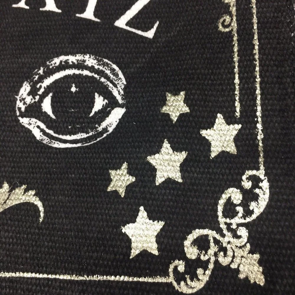 x4 Halloween Ouija Board Fabric Placemat Set Black Gold Sun Moon Stars THRO NEW